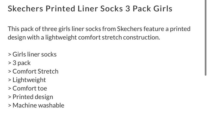 Skechers Girl's Trainer Socks, 2 x 3 Packs size 4-8.5