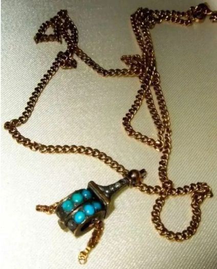 Vintage 9ct Tibetan Prayer Wheel Pendant & 22" Chain