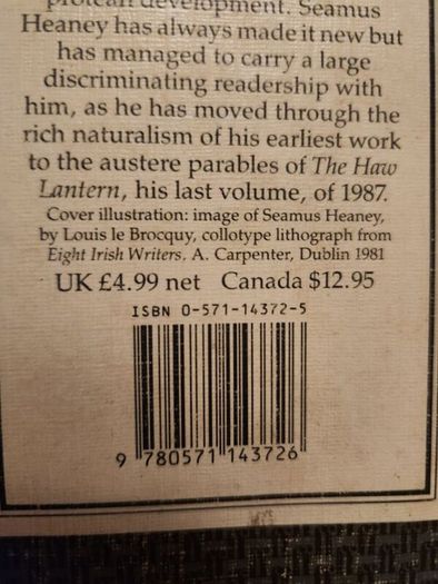 Seamus Heaney.  New Selected Poems 1966-1987. First Edition Paperback In Good Condition.