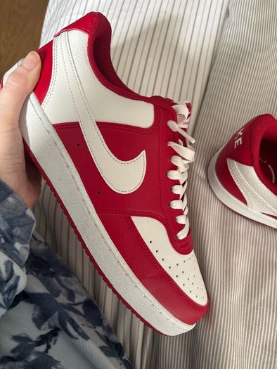 Nike court vision low white and red trainers
