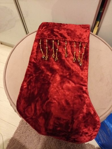 Beautiful bejewelled velour christmas stocking