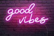 Good Vibes Neon Sign,Neon Light Powered by USB with Switch, Pink Led Neon Light Sign for Bedroom,Wall Decor,,Game Room,Party, Bar Decor-16.1x8.2 inch (FREE POSTAGE)
