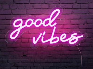 Good Vibes Neon Sign,Neon Light Powered by USB with Switch, Pink Led Neon Light Sign for Bedroom,Wall Decor,,Game Room,Party, Bar Decor-16.1x8.2 inch (FREE POSTAGE)