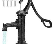 Antique Well Hand Pitcher Pump, 22 ft Maximum Lift, Cast Iron Manual Hand Water Pump with Ergonomic Handle G1-5/8" Easy Installation, Old Fashioned for Outdoor Home Yard Garden Pond Farm, Black