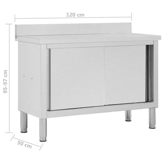 Work Table with Sliding Doors 120x50x(95-97) cm