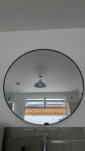 80cm black rimmed round mirror