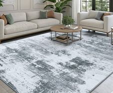 Modern Abstract Area Rugs Living Room 200x280cm, Machine Washable Non-Slip Short Pile Rug, Durable Faux Wool Carpet for Bedroom, Dining Room, Home Office, Grey