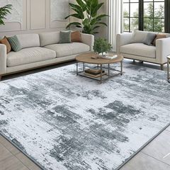 Modern Abstract Area Rugs Living Room 200x280cm, Machine Washable Non-Slip Short Pile Rug, Durable Faux Wool Carpet for Bedroom, Dining Room, Home Office, Grey