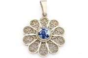 800 Silver Vintage Dutch Filigree Delfth Pendant