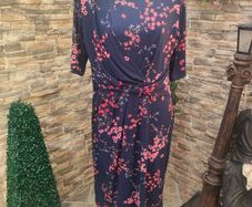 Anthology navy floral stretch pencil Occasion dress size 16 Postage included
