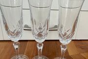3 Crystal Champagne Glasses
