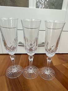 3 Crystal Champagne Glasses