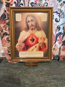 Vintage Sacred Heart Blessing Framed