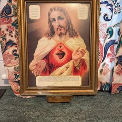 Vintage Sacred Heart Blessing Framed