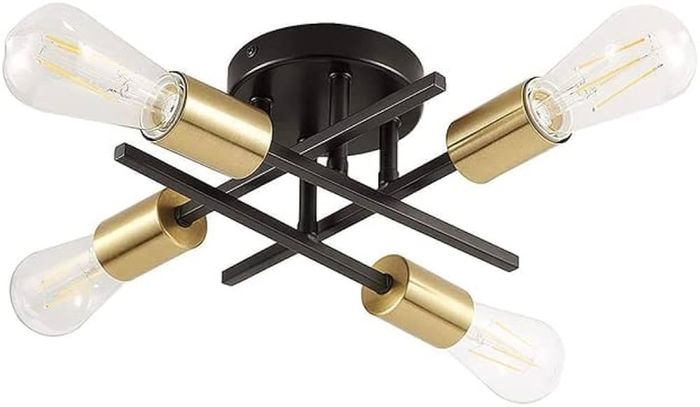 NEW SALE | Vintage Sputnik Ceiling Light Fixtures, Modern Black 4-Light Chandelier Ceiling Lights Industrial Semi Flush Mount Ceiling Lamp for Bedroom Living Room
