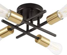 NEW SALE | Vintage Sputnik Ceiling Light Fixtures, Modern Black 4-Light Chandelier Ceiling Lights Industrial Semi Flush Mount Ceiling Lamp for Bedroom Living Room