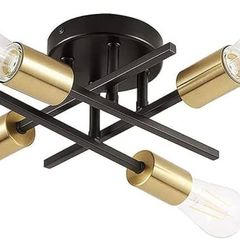 NEW SALE | Vintage Sputnik Ceiling Light Fixtures, Modern Black 4-Light Chandelier Ceiling Lights Industrial Semi Flush Mount Ceiling Lamp for Bedroom Living Room