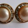 Vintage 60's Faux Pearl Rhinestone Earrings Image 6