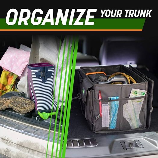 NEW SALE |  Car Boot Organiser (Black) - Storage with Tie Down Straps, Best for Tidy Auto Organization & Boot Bag Maintenance