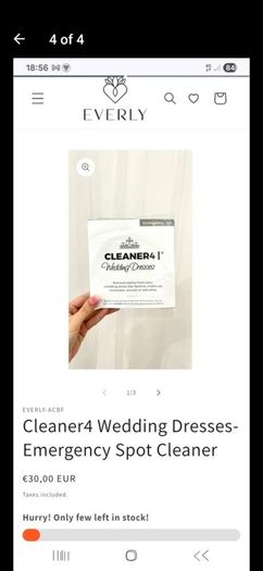 Emergency wedding dress cleaning set