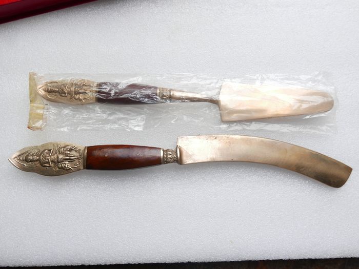 Vintage Serving Set Pre1939 Thailand brass wood