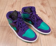Nike Air Jordan 1 Mid Purple Turquoise Black Grape Sneakers Trainers 4UK/37.5EU/23.5cm
