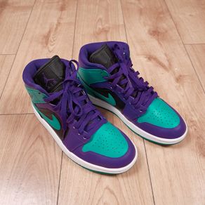 Nike Air Jordan 1 Mid Purple Turquoise Black Grape Sneakers Trainers 4UK/37.5EU/23.5cm
