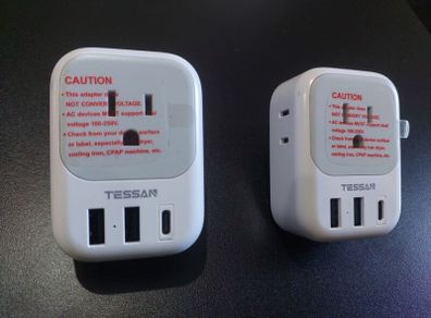 2 x TESSAN Travel Plug Adapters EU to USwith USB-C/ USB New