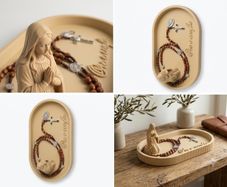 Elegant Rosary Crucifix Holder Praying Virgin Mary