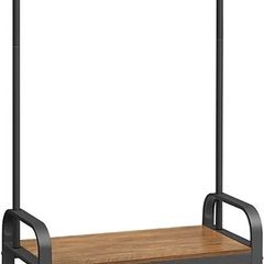 Coat Rack Stand, Free Standing Hall Tree, Coat Stand with Removable Hooks, Bench and Shoe Rack, Height 183 cm, Steel, Industrial, Rustic Walnut and Black HSR040B41