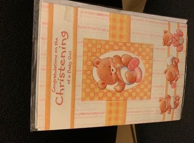 Girl christening greeting card