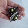 Handmade leaf shaped earrings, silver hooks, leaves earrings Image 4
