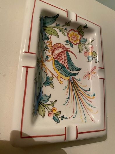 Portuguese hand painted large  ashtray/ trinket dish