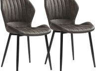 main image for ad _Set of 2 Dining Room Chairs, Kitchen Chairs, Upholstered Chairs, Water Resistant, Easy Care, Faux Leather Cover for Living Room, Bedroom, Gray