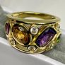 African Amethyst, Multi Gemstones Cluster Ring in 18K Yellow Gold Vermeil Plated Sterling Silver 2.508 Ct. Image 7