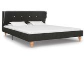 Bed Frame Dark Grey Burlap 135x190 cm