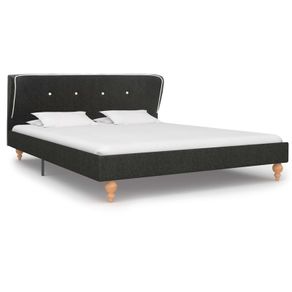 Bed Frame Dark Grey Burlap 135x190 cm