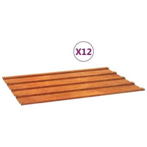 Roof Panels 12 pcs Rusty 80x44 cm Corten Steel