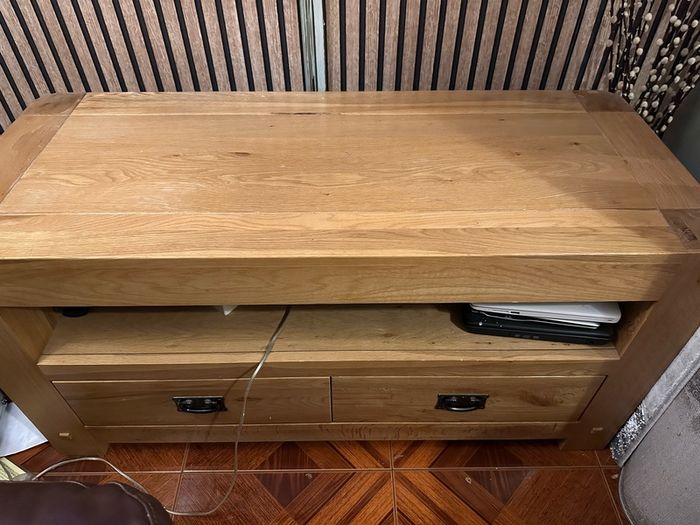 Solid oak tv stand