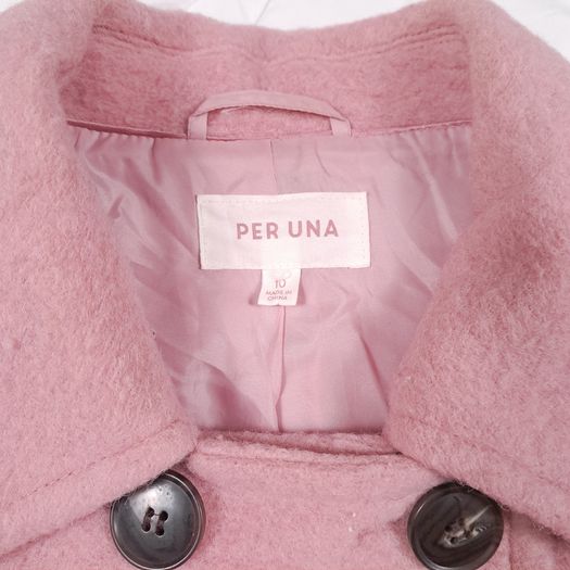 Per Una Dusky Rose Pink Wool Blend Double Breasted Pea Coat 10UK/38EU