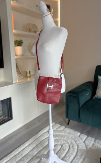 Ladies Red Buckle Style Crossbody Bag