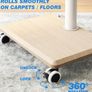 TV Stand on Wheels for 27-60 Inch TVs, Mobile TV Stand Cart Trolley Height Adjustable Swivel with Wood Base Max VESA 400x400mm Holds 40kg (Beige Without Shelf Image 4
