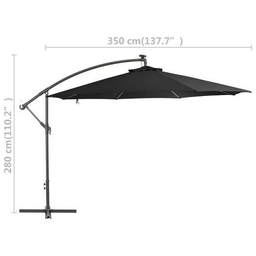 Cantilever Umbrella with LED Lights Black 350 cm