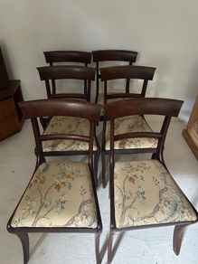 Set of Regency Style Mahogany Bar Back Dining Chairs