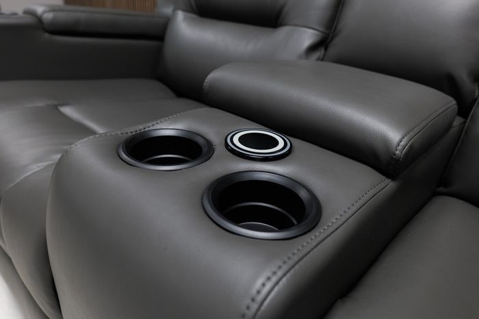 2 Seater Titan Plus Electric Grey Leather Recliner Sofa