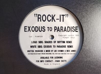SOLD - Exodus To Paradise - Rock-It - Pumpin Vinyl - S/O/R REMIX! HOUSE Breaks BANGER!