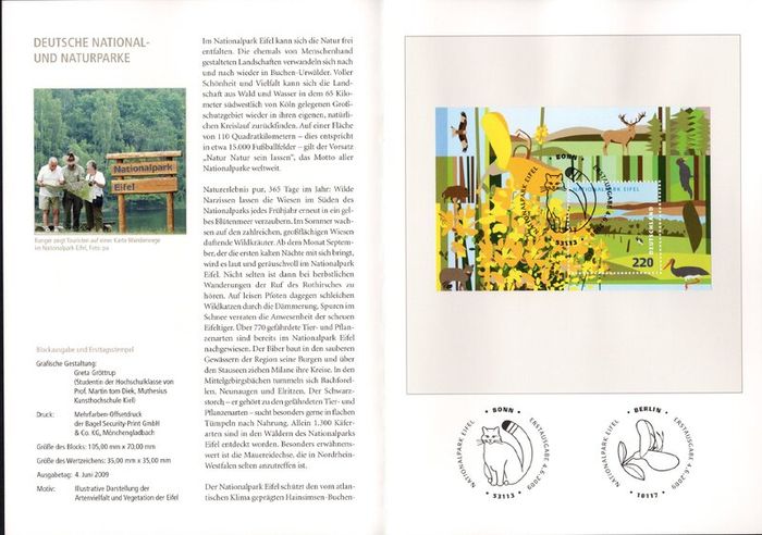 2009 Bundes Republic Deutschland (Germany) Federal Annual Stamp EFT Collection 2009 with 43 images of contents