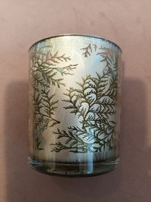 Christmas green irredescent candle holder