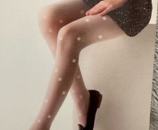 Patterned thin white tights for a girl, 116/122cm, 5-7 years