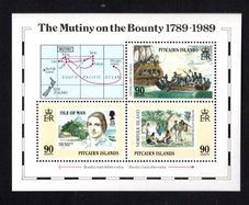 1989 Pitcairn Islands Bicentenary of the Mutiny on the Bounty (joint issue with Isle of Man0 Commemorative Stamps Miniature Sheet First Day Cover (FDC)